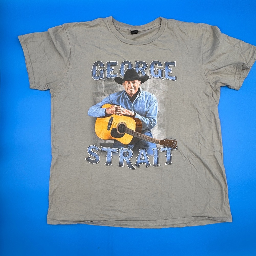 George Strait T-Shirt Graphic Tee Gray Men's Size Large Concert Tour - Anvil tag